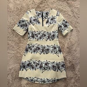 Topshop Cream and Black Floral Mini Dress